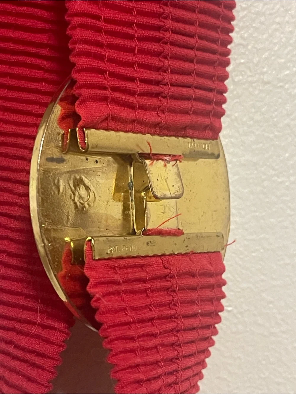 Vintage Red Nautical Anchor Belt with Gold Accent